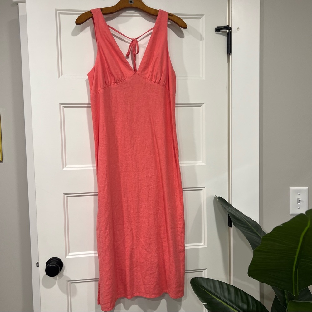 NWT Old Navy Coral Linen Sleeveless Midi Dress